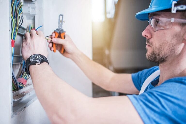 Electrician updating an electrical system