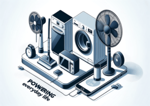 Graphic depicting different household devices that are powered by electricity.