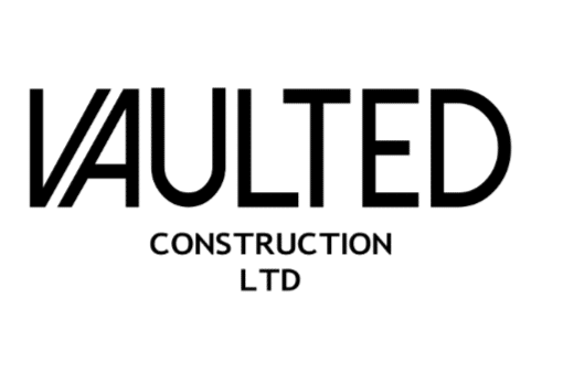 The image displays the logo of "Vaulted Construction Ltd" with the company's name in bold, black letters on a white background, emphasizing their premium electric services.